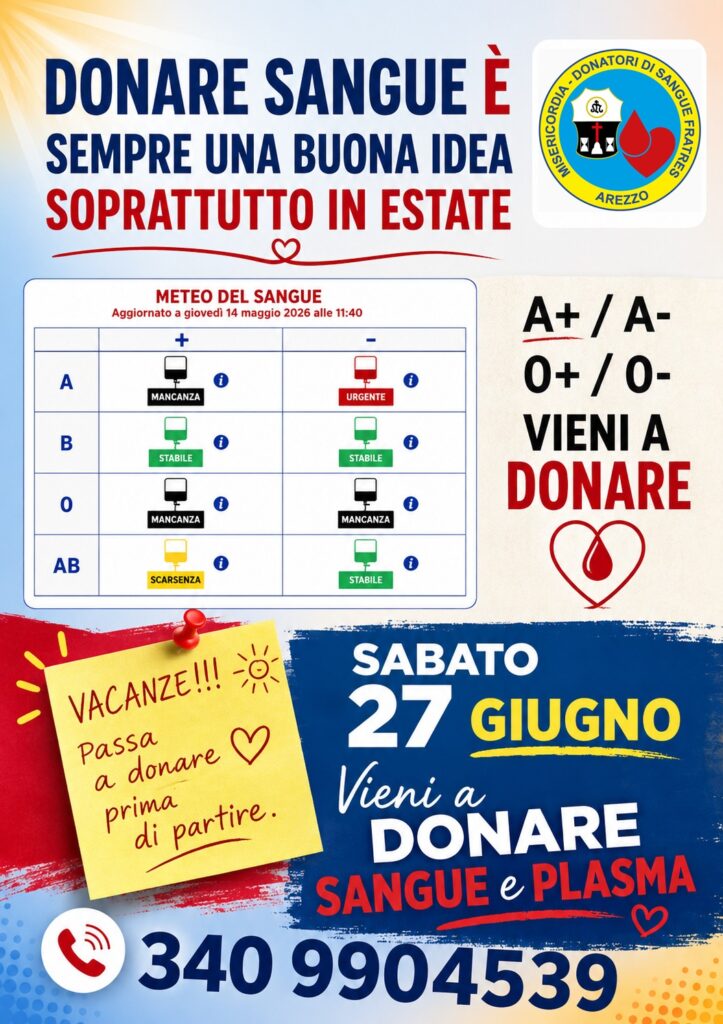 GIORNATA PER DONARE SANGUE PRIMA DELLE FERIE